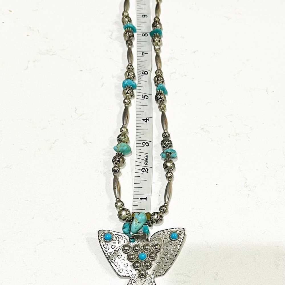 Vintage Native American Statement Silver Turquois… - image 8