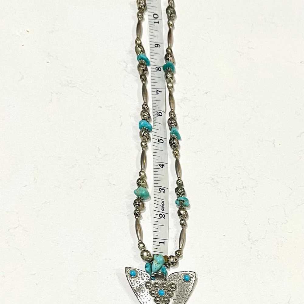 Vintage Native American Statement Silver Turquois… - image 9