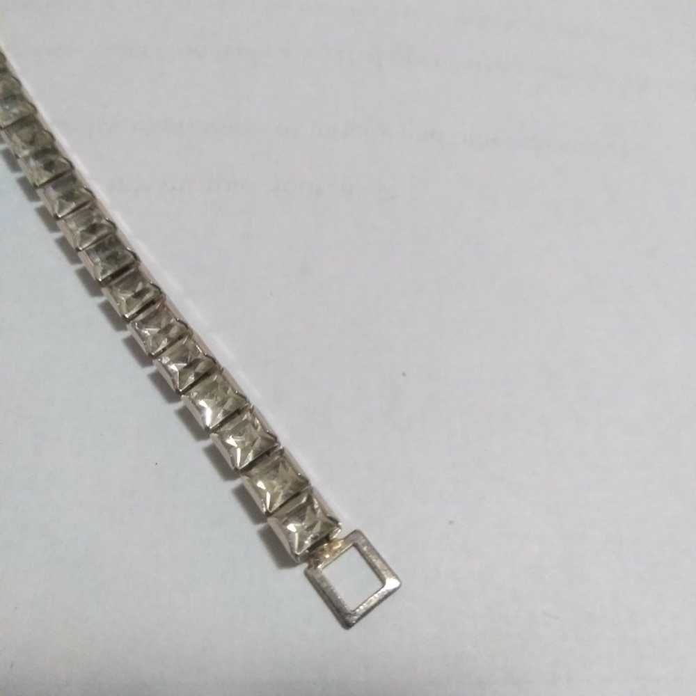 Rhinestone Silver Tone Tennis Bracelet - image 4