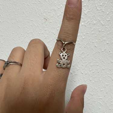 Dainty sterling silver teddy bear ring - image 1