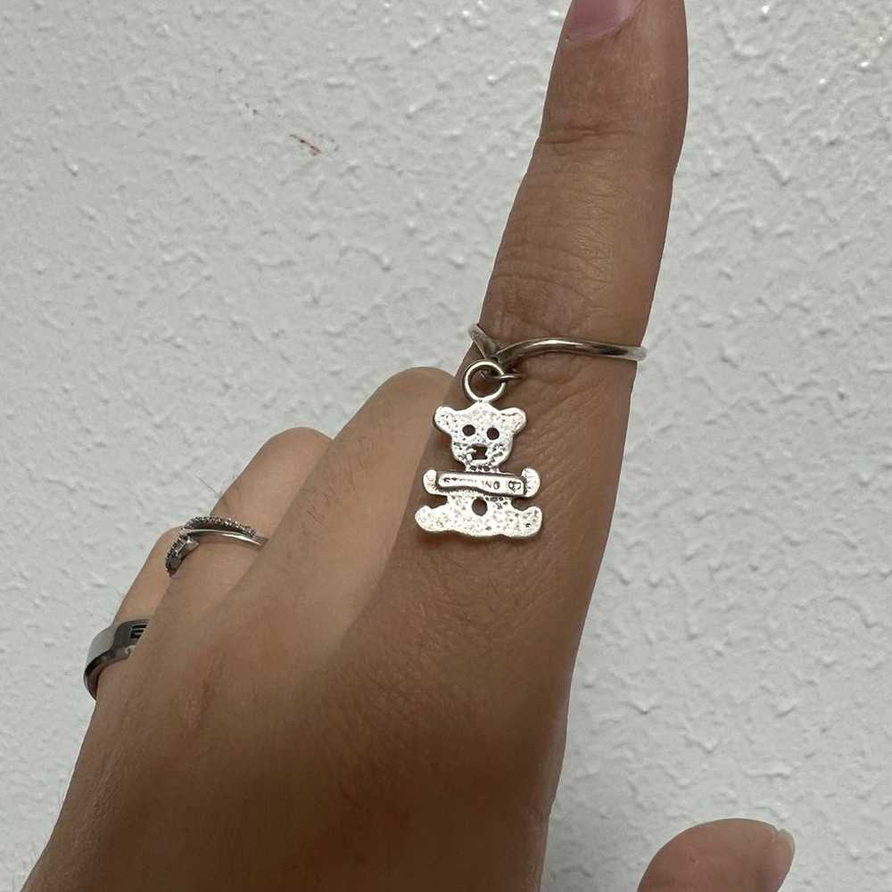 Dainty sterling silver teddy bear ring - image 2