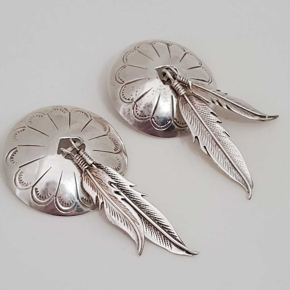 Vintage Sterling Silver Native American Style Ear… - image 1