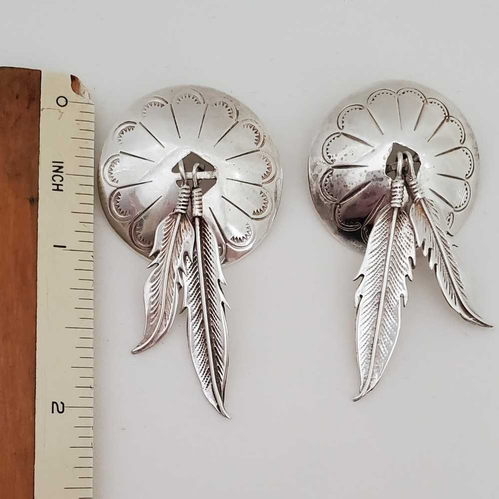 Vintage Sterling Silver Native American Style Ear… - image 3