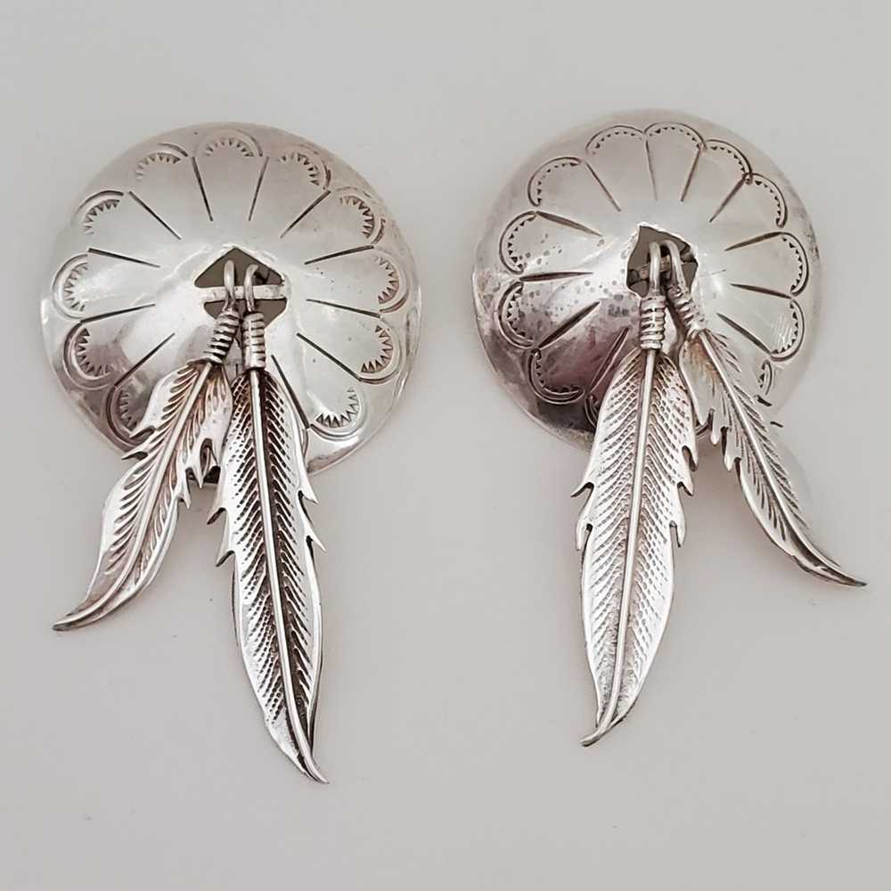 Vintage Sterling Silver Native American Style Ear… - image 4