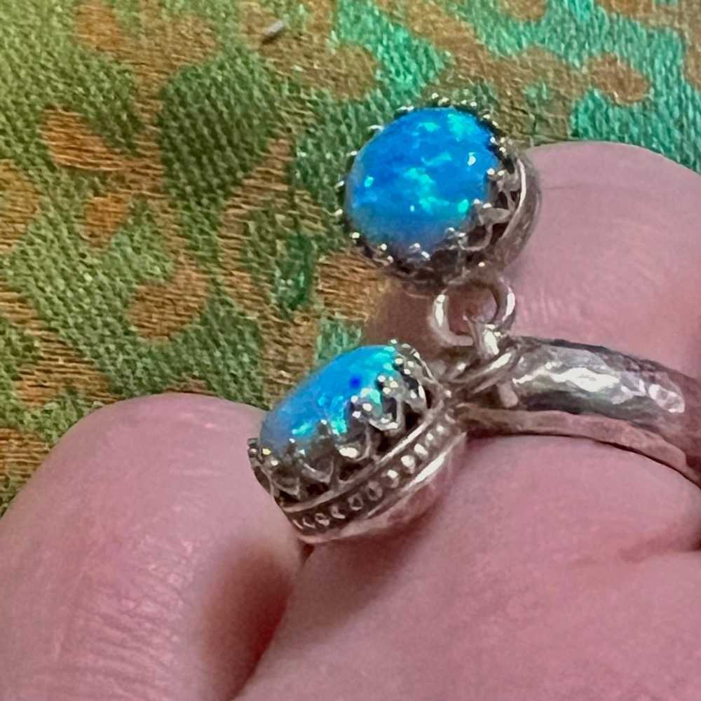 925 Vintage Sterling Silver Opal Ring - image 2