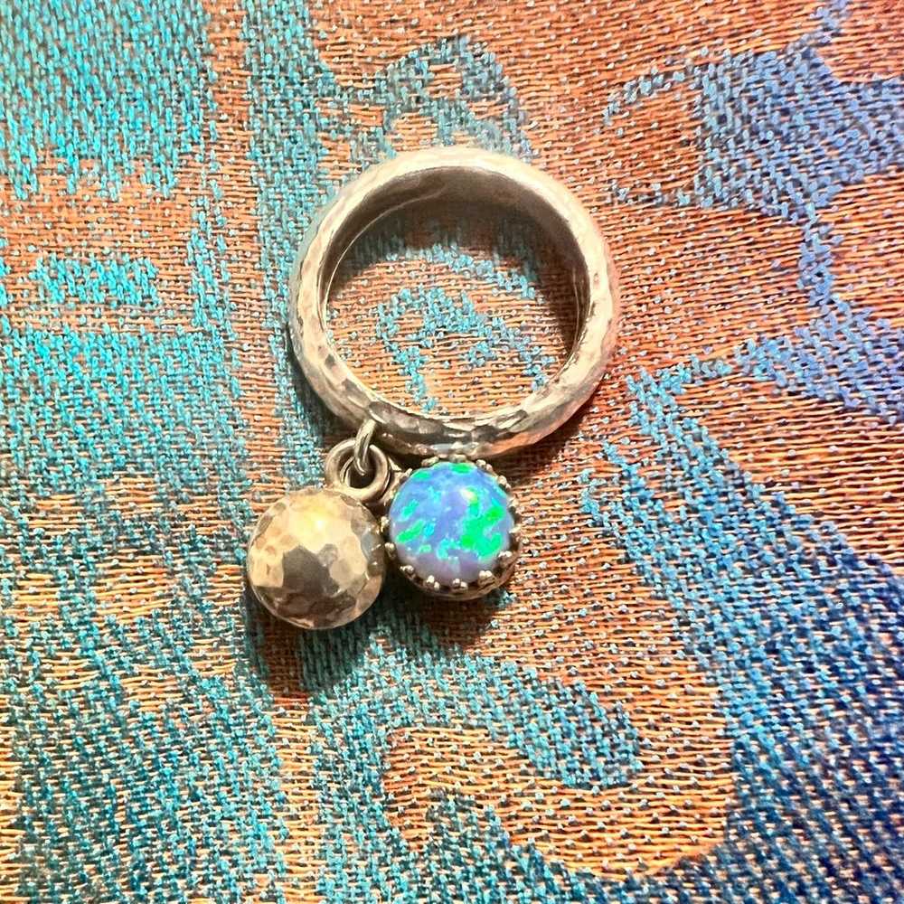 925 Vintage Sterling Silver Opal Ring - image 4