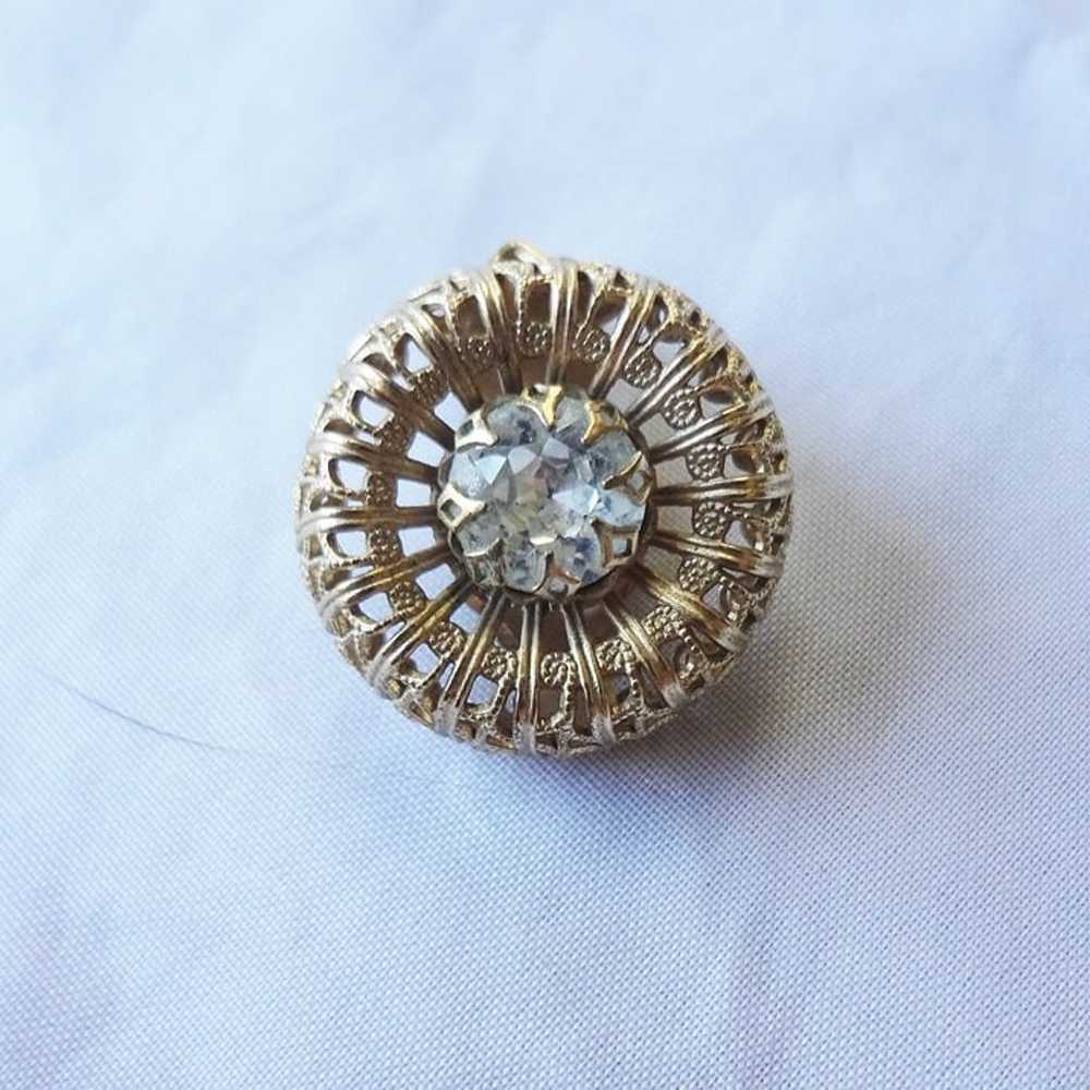 Vintage 1950s Signed Napier Goldtone Filigree Rhi… - image 6