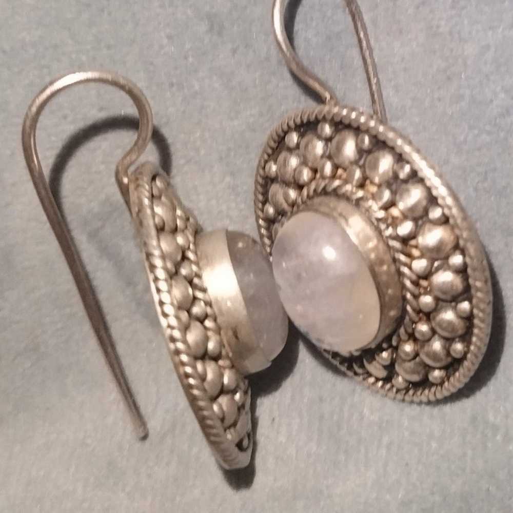 Beautiful Vintage 925 Silver and Moonstone Earrin… - image 2