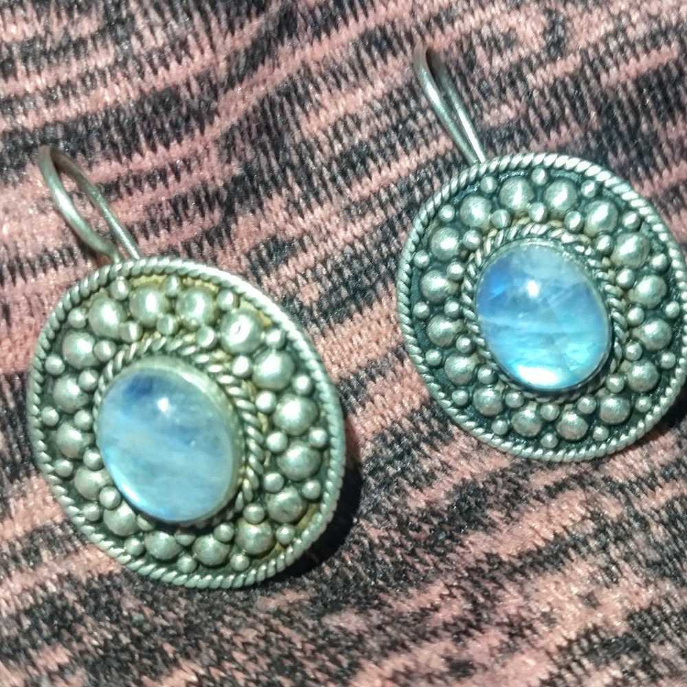 Beautiful Vintage 925 Silver and Moonstone Earrin… - image 8