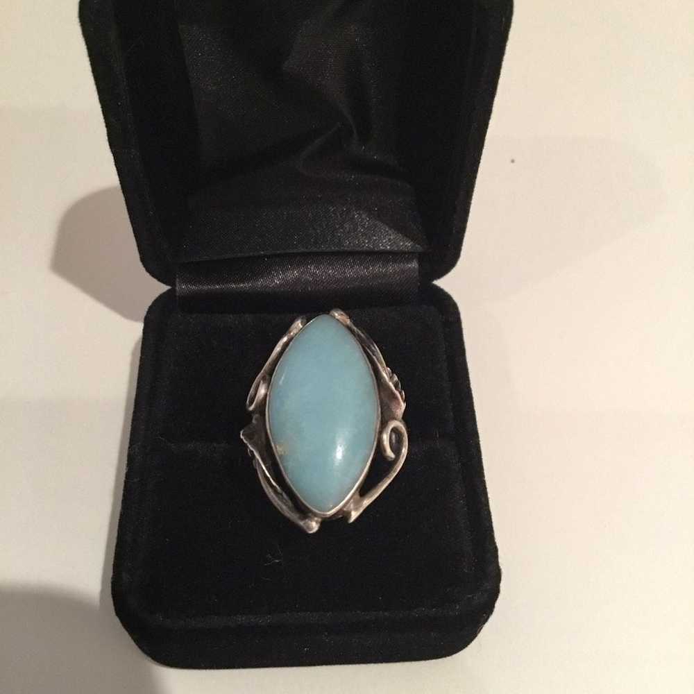 Vintage Sterling Silver Turquoise Ring - image 2