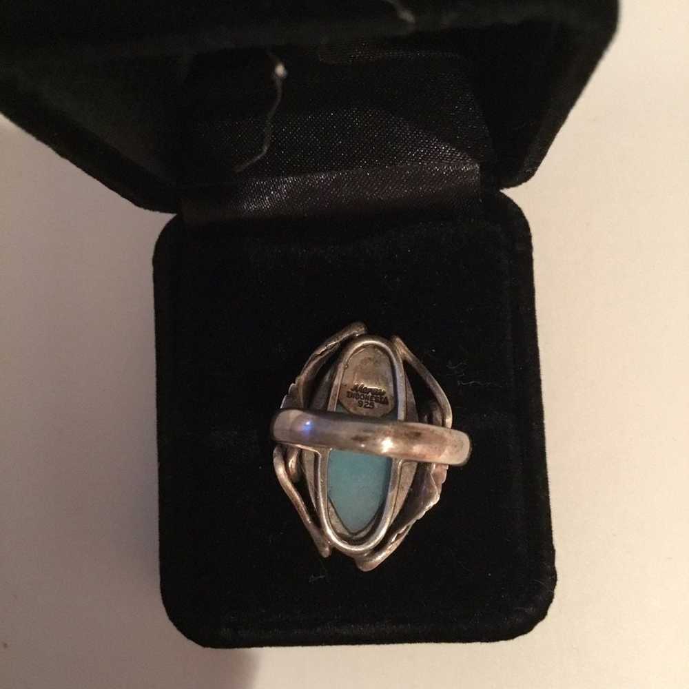 Vintage Sterling Silver Turquoise Ring - image 4