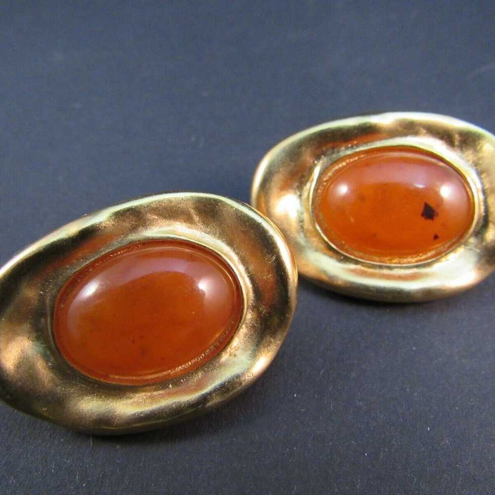 JACQUELINE FERRAR VTG GILT AMBER LUCITE CABS MOGU… - image 4