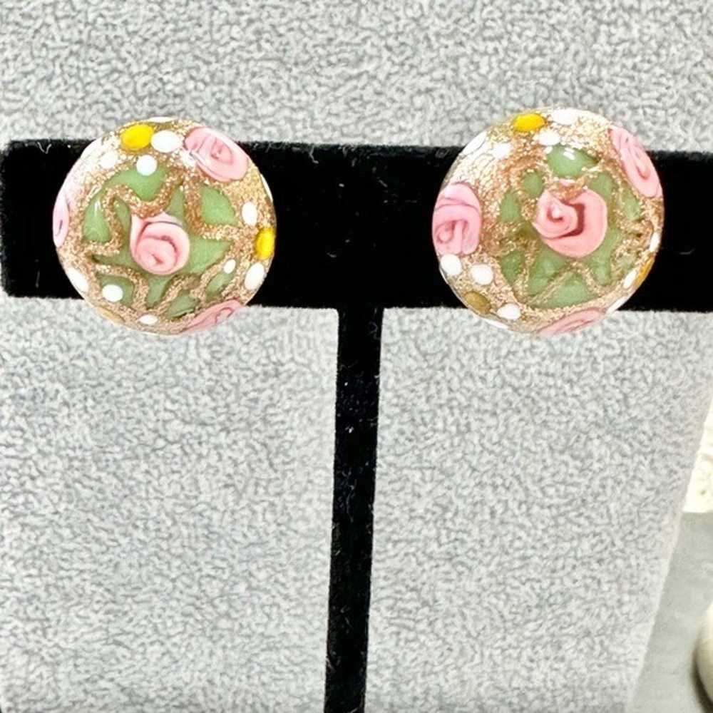 Vintage Pink And Green Wedding Cake Button Glass … - image 3