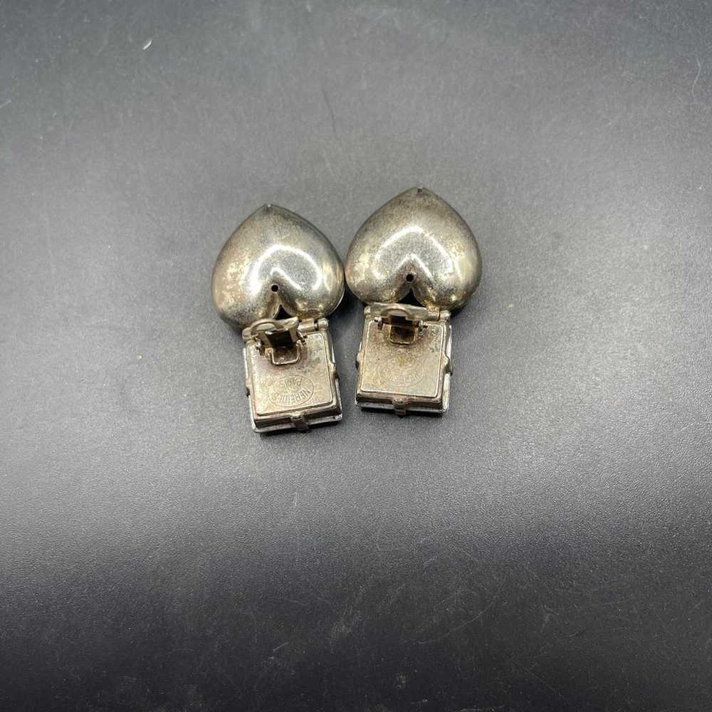 Earring Silvertone Signed Vintage nereides Paris … - image 5