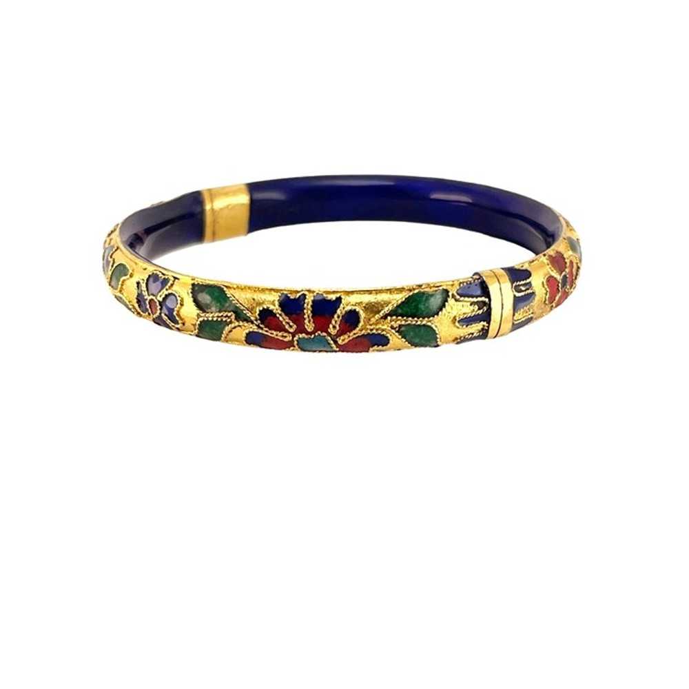 Chinese Vintage Gold and Enamel Cloisonné Floral … - image 4