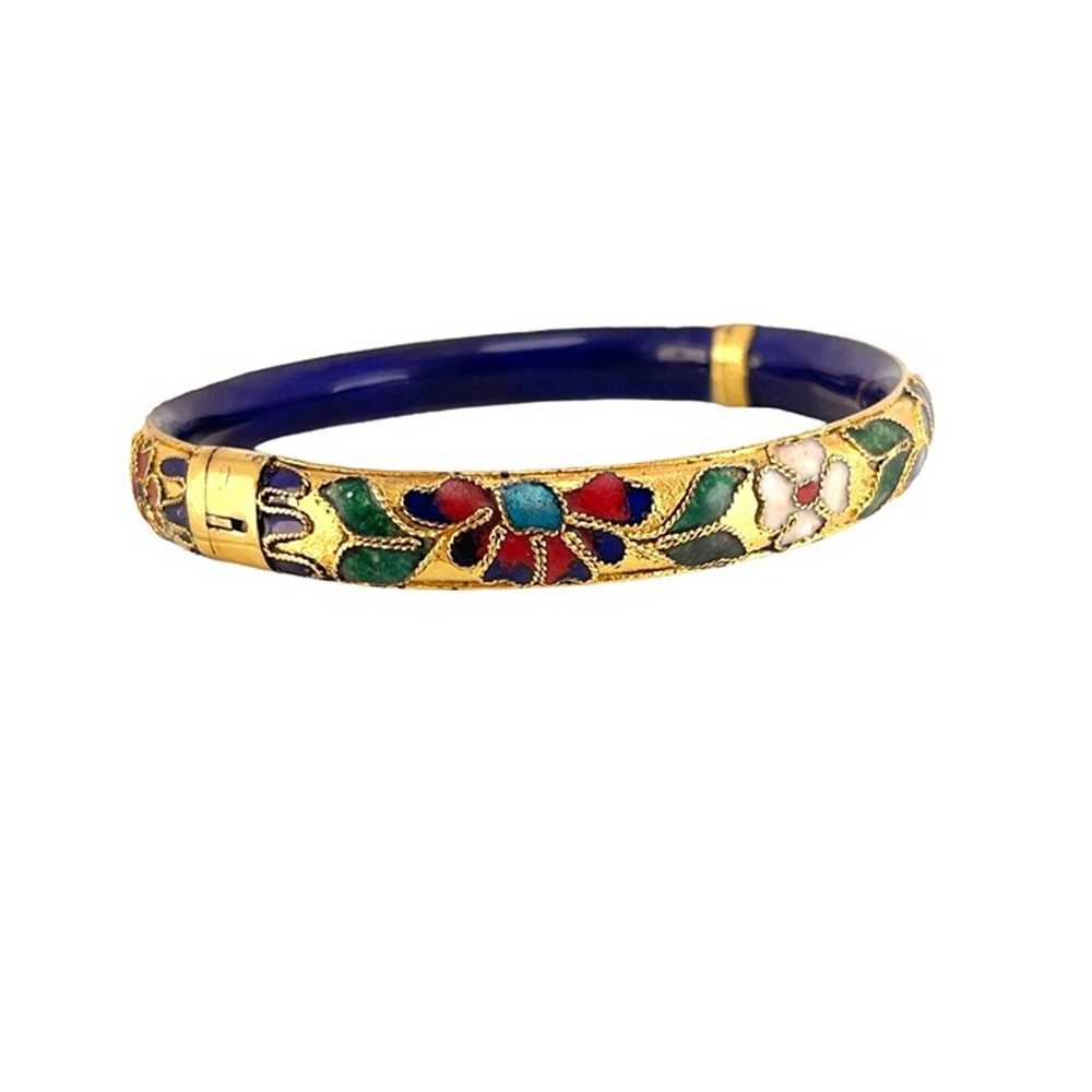 Chinese Vintage Gold and Enamel Cloisonné Floral … - image 7