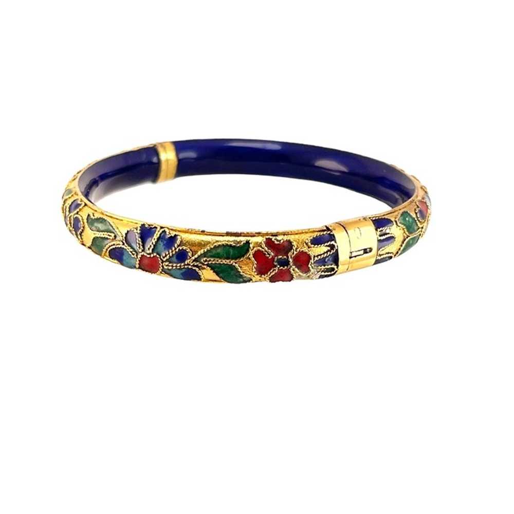 Chinese Vintage Gold and Enamel Cloisonné Floral … - image 9