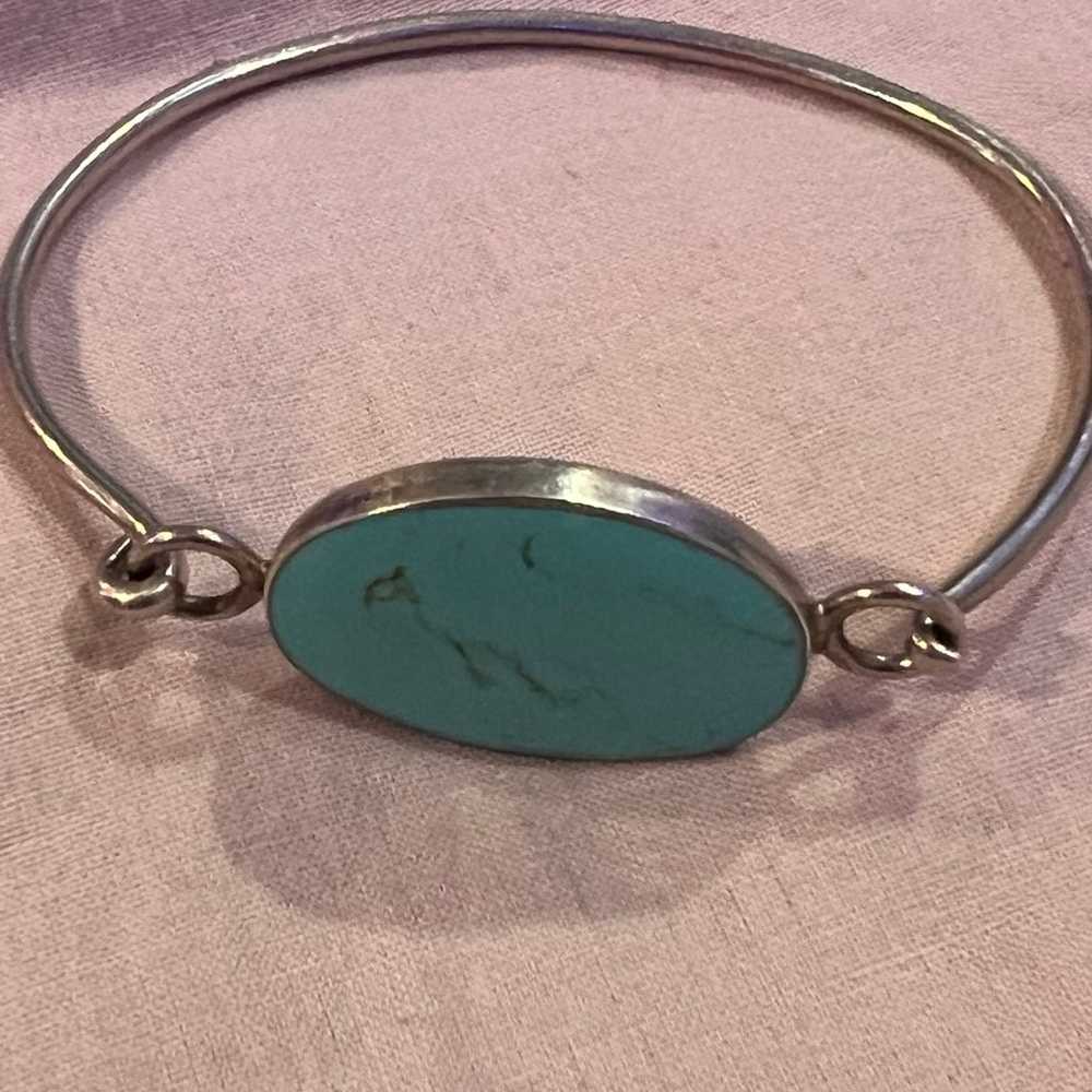 Turquoise sterling silver bracelet - image 2