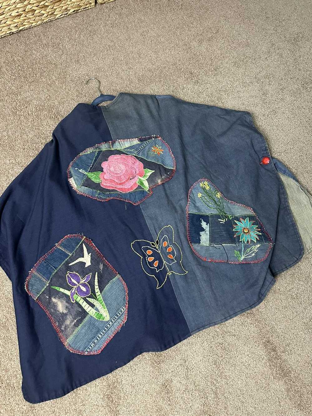 Vintage Denim Patch work Poncho - image 1