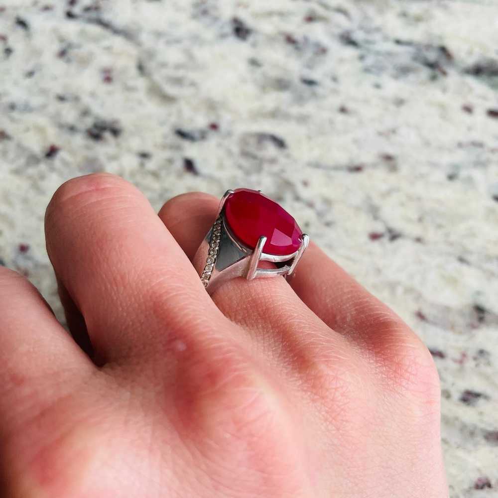 Faceted Teardrop Ruby Cz Sterling Silver Cocktail… - image 11