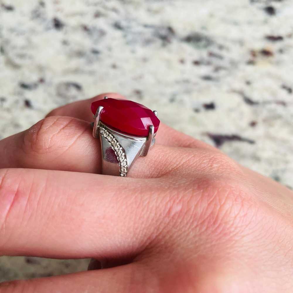 Faceted Teardrop Ruby Cz Sterling Silver Cocktail… - image 4