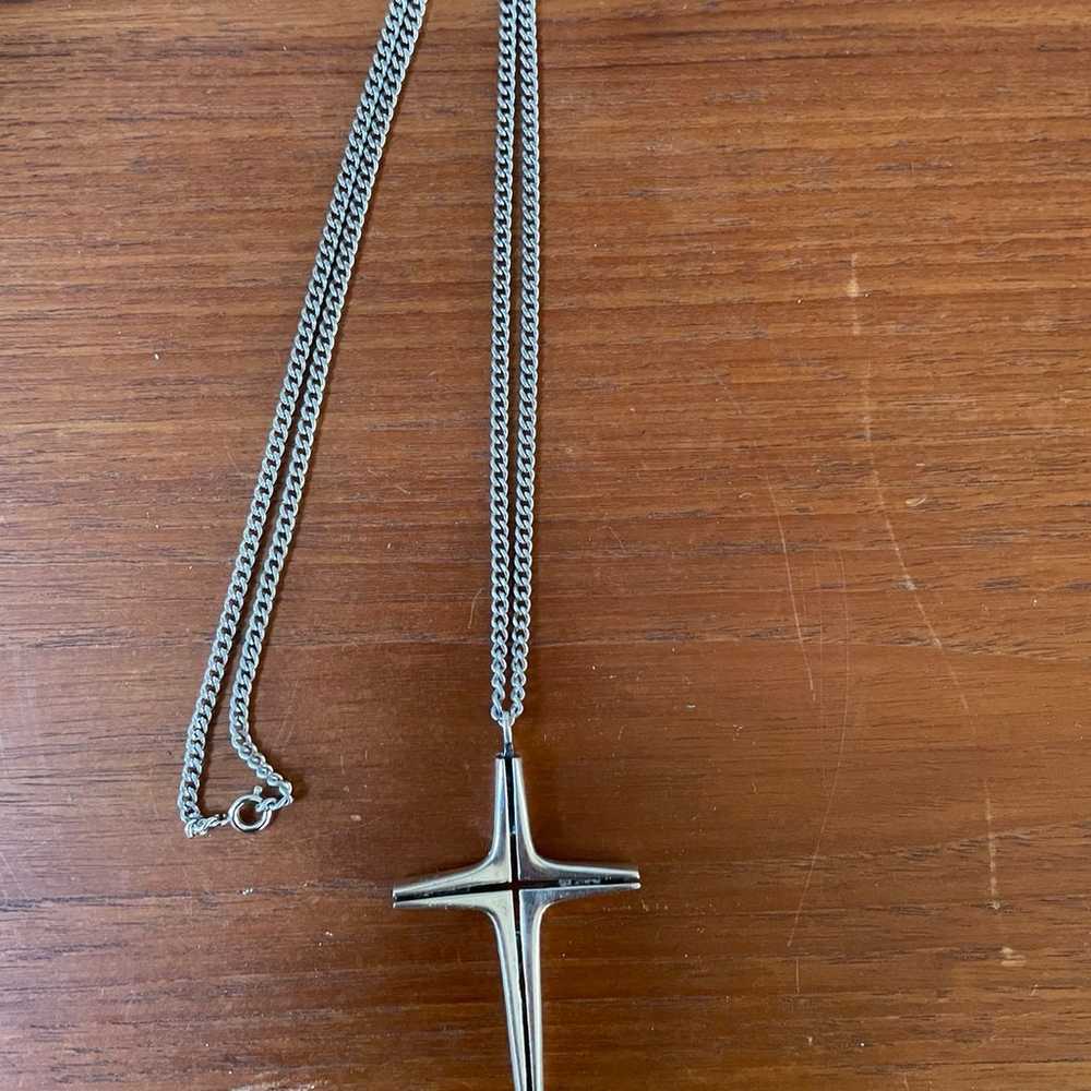 Vintage Modernist Sterling Cross Pendant - image 5