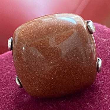 Sunstone vintage 925 sterling silver ring - image 1