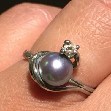 Vintage sterling silver pearl Ring - image 1