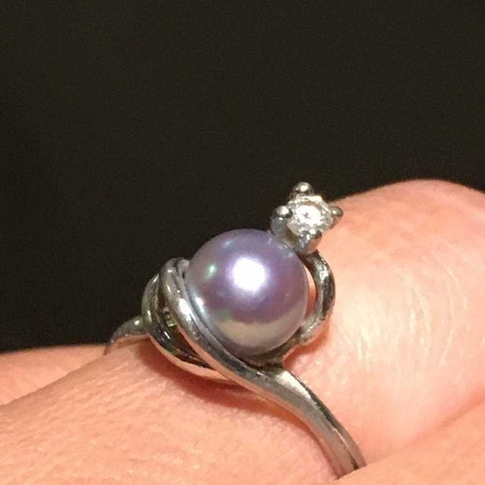 Vintage sterling silver pearl Ring - image 2