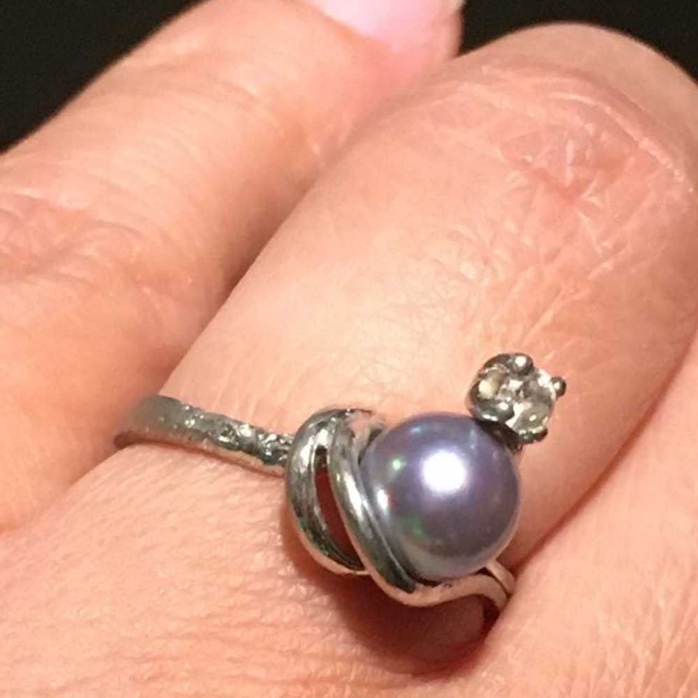 Vintage sterling silver pearl Ring - image 3