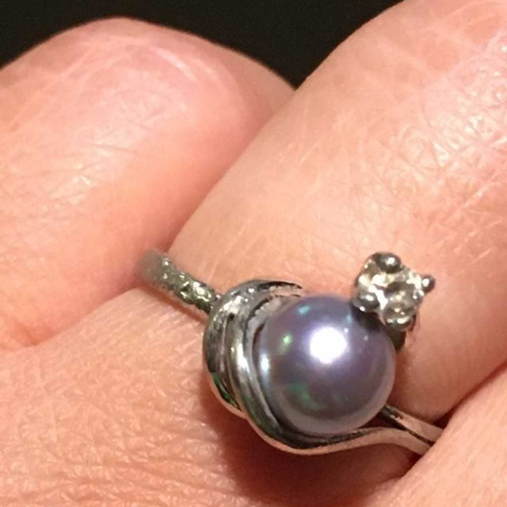 Vintage sterling silver pearl Ring - image 4