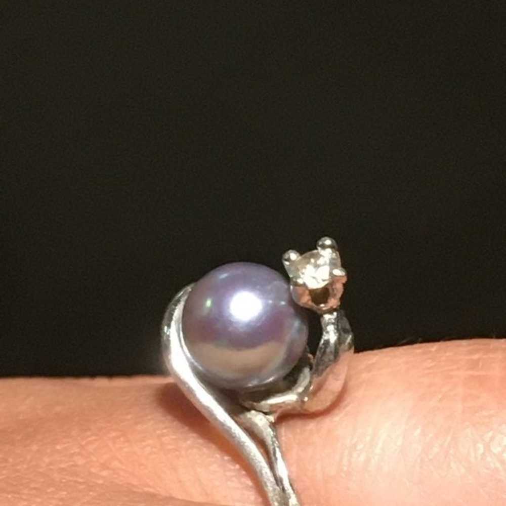 Vintage sterling silver pearl Ring - image 5