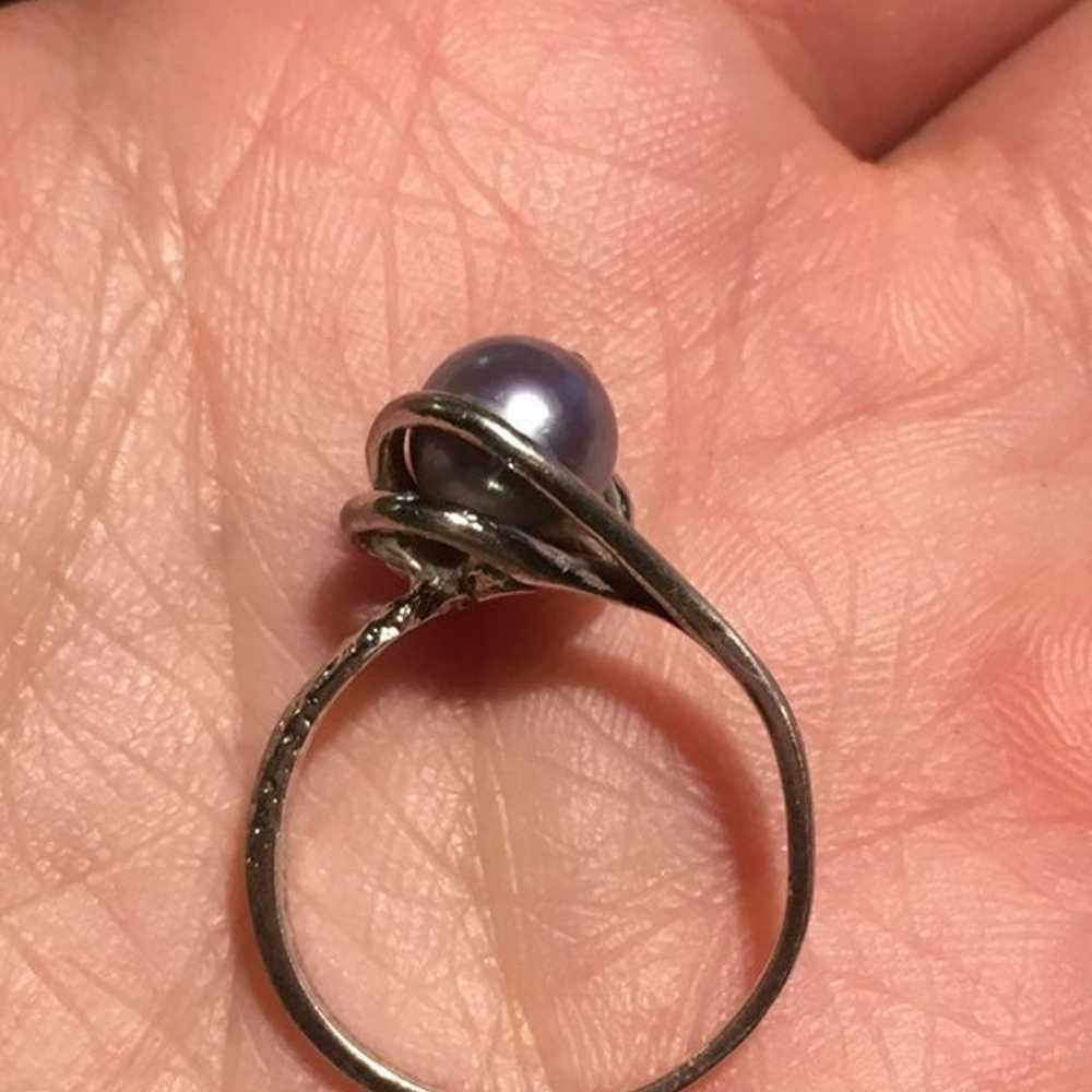 Vintage sterling silver pearl Ring - image 6