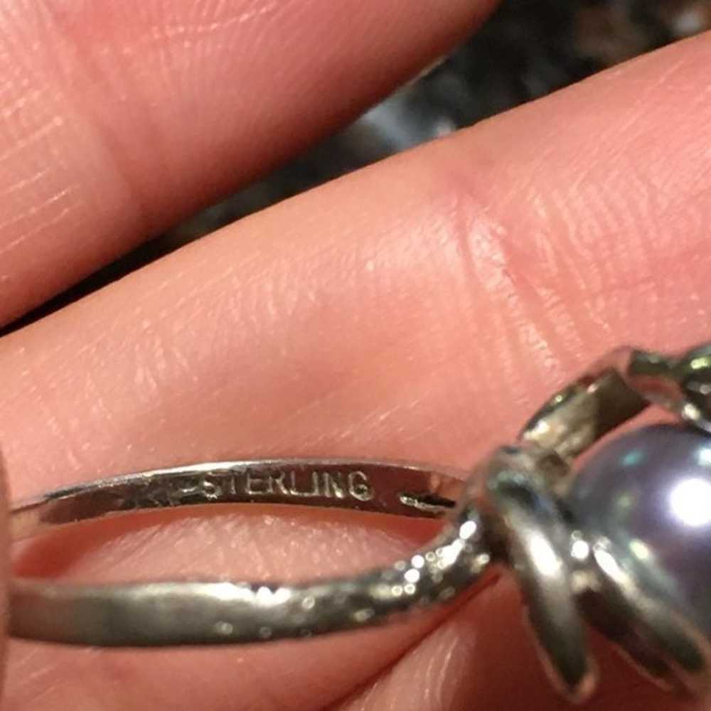 Vintage sterling silver pearl Ring - image 8