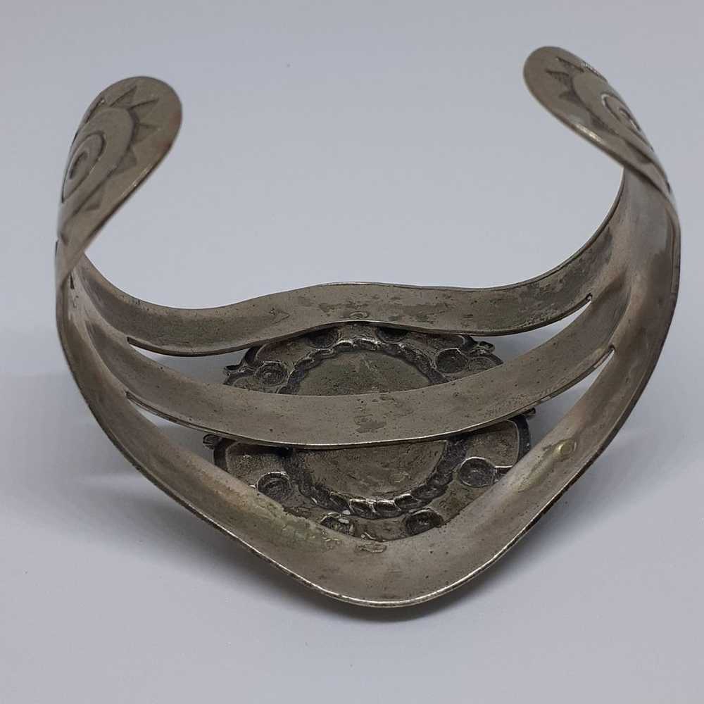 Vtg Nickel Silver BELL Cuff Bracelet - image 4