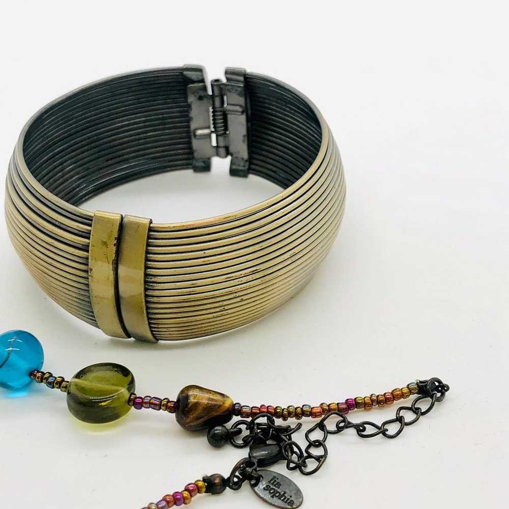 Vintage Modernist Bracelet & Glass Bead Necklace - image 11