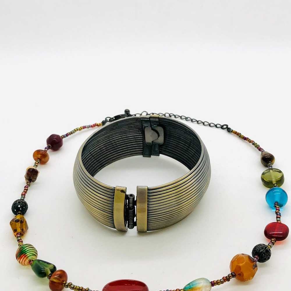 Vintage Modernist Bracelet & Glass Bead Necklace - image 12