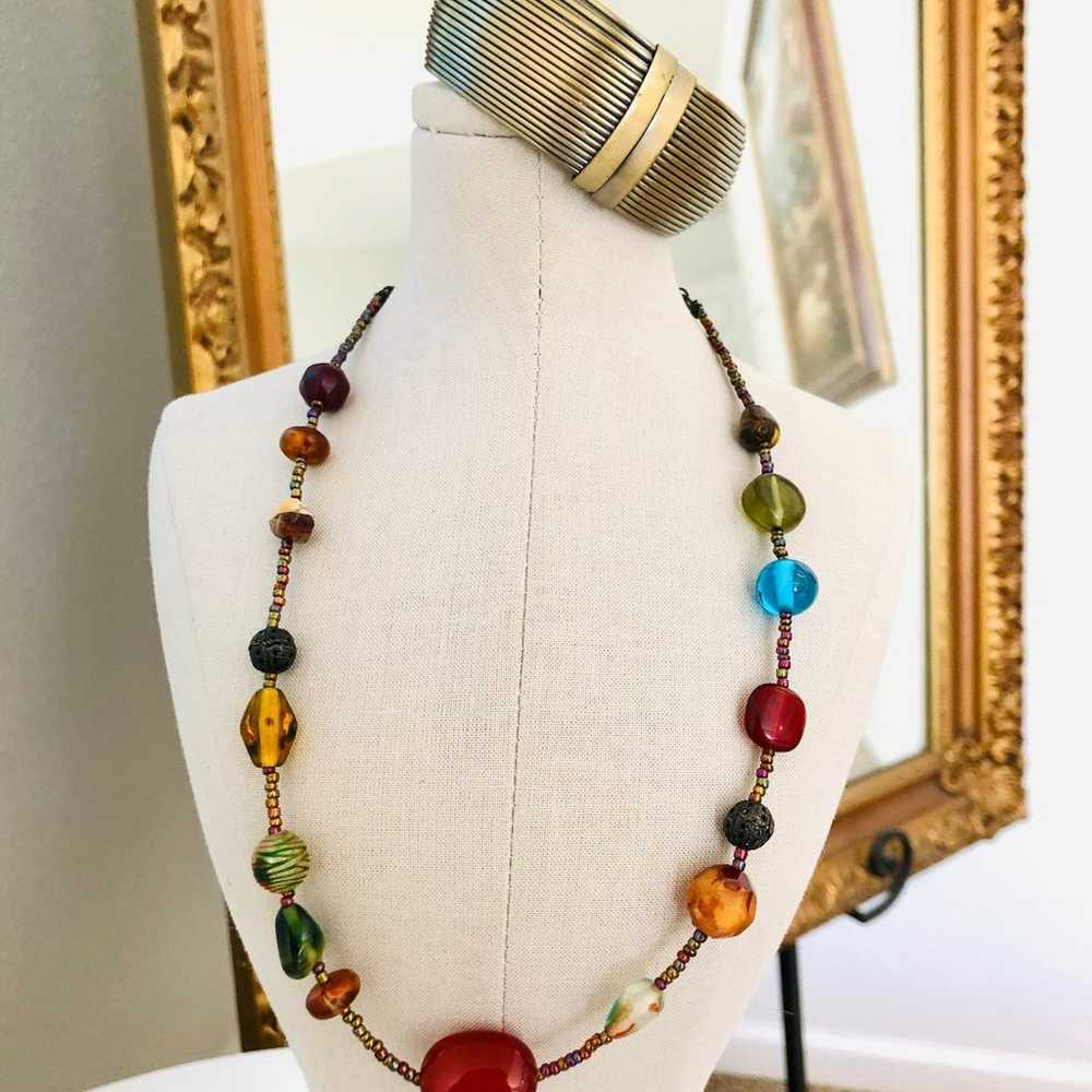 Vintage Modernist Bracelet & Glass Bead Necklace - image 5