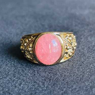 Natural Rhodonite Sterling Silver & Gold Vermeil … - image 1