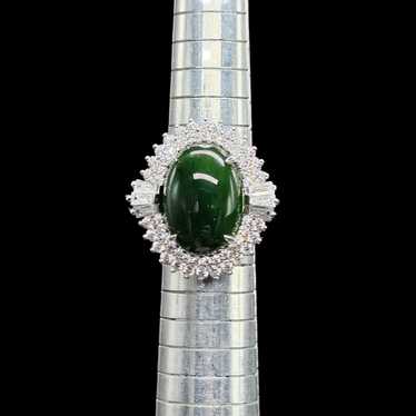 Designer JOY Yesteryear Green Jade Stone CZ 925 St