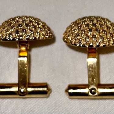 Christian Dior gold and rhinestone cufflink vinta… - image 1