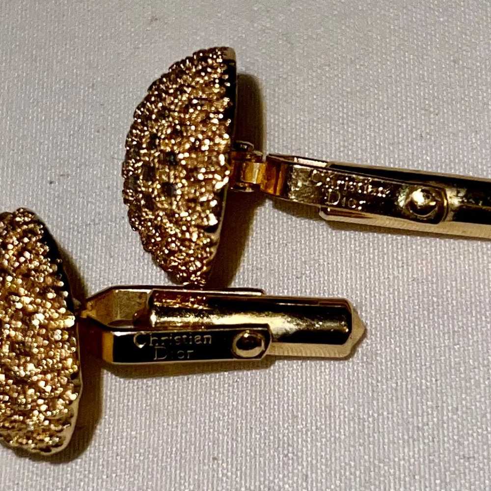 Christian Dior gold and rhinestone cufflink vinta… - image 3