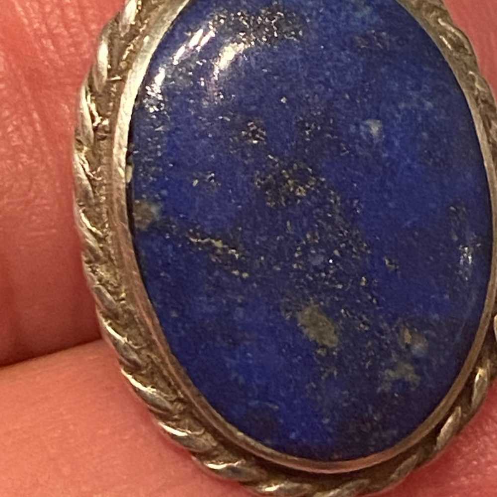 Vintage Sterling Silver &!Blue lapis lazuli  Earr… - image 11