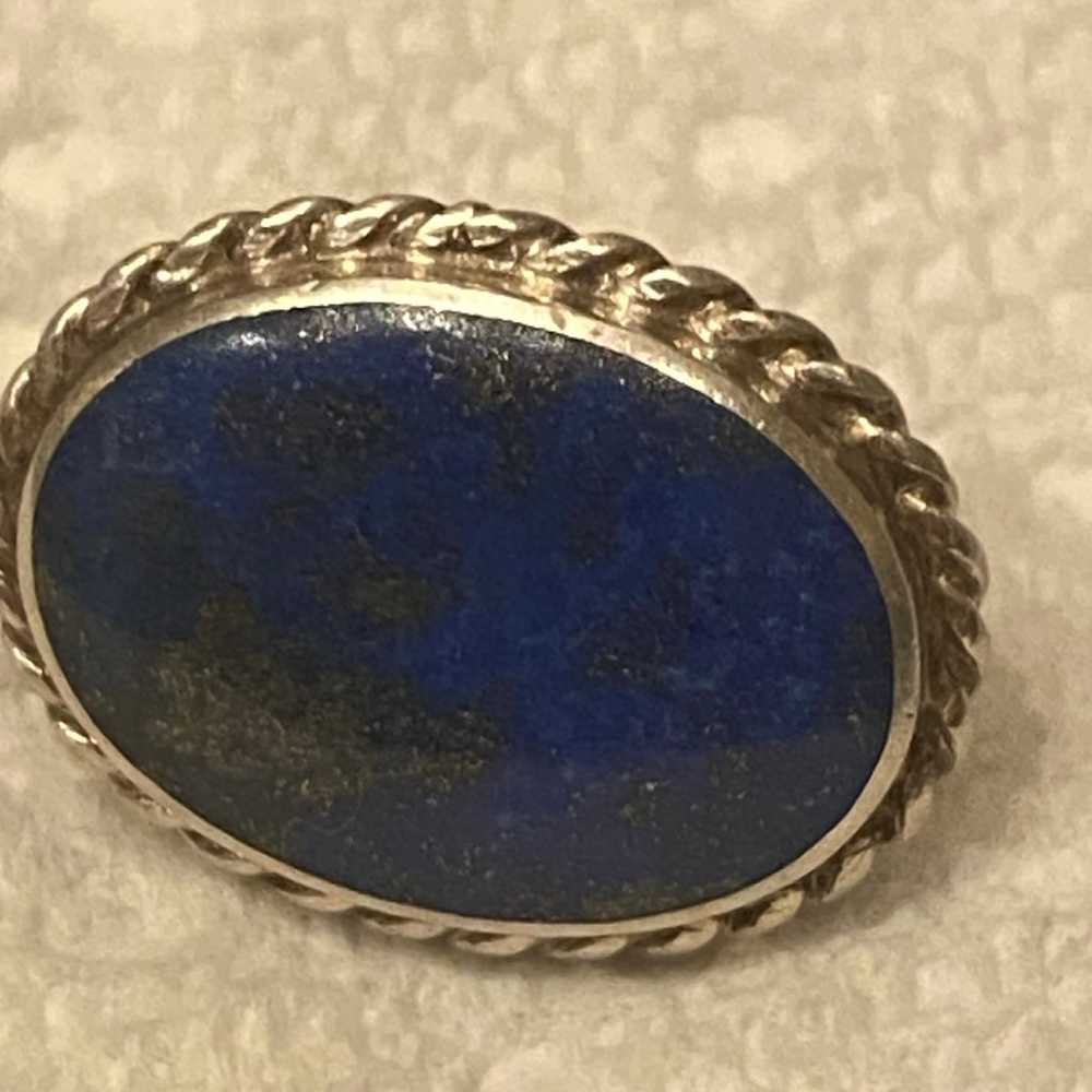 Vintage Sterling Silver &!Blue lapis lazuli  Earr… - image 4