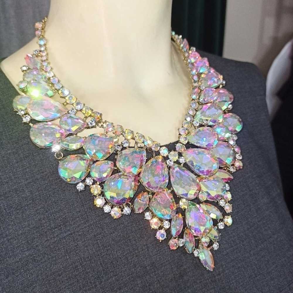 Vintage Runway Glass Crystals Statement Necklace - image 10