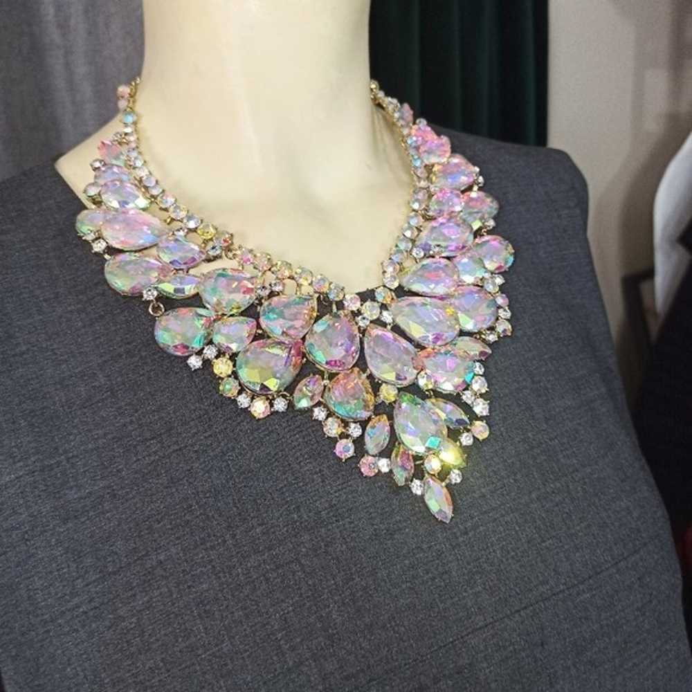 Vintage Runway Glass Crystals Statement Necklace - image 6