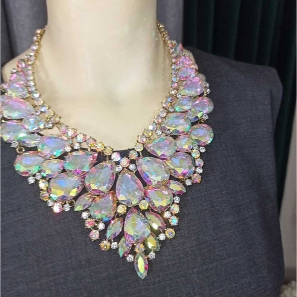 Vintage Runway Glass Crystals Statement Necklace - image 8