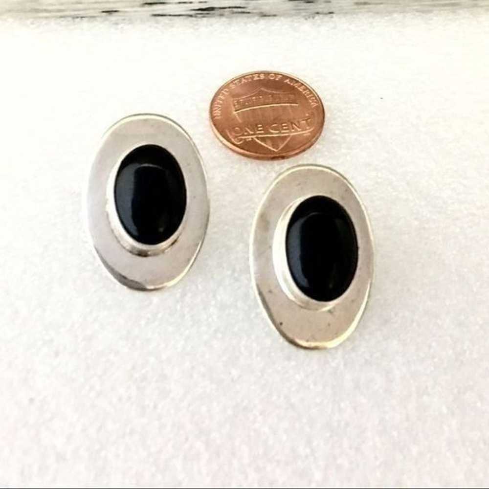 925 Sterling Silver Black Onyx Taxco Mexico Earri… - image 3