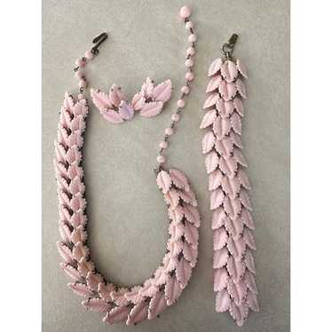 MCM vintage pale pink thermoset plastic leaves ne… - image 1