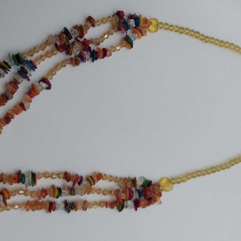 Multi-stone multi-color three strand necklace - image 2